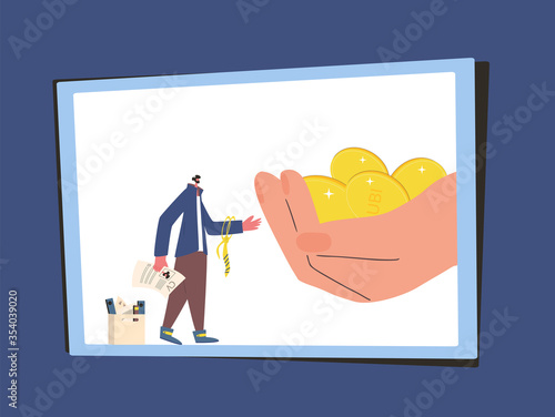 Unic city basic income. Vector flat color concept.