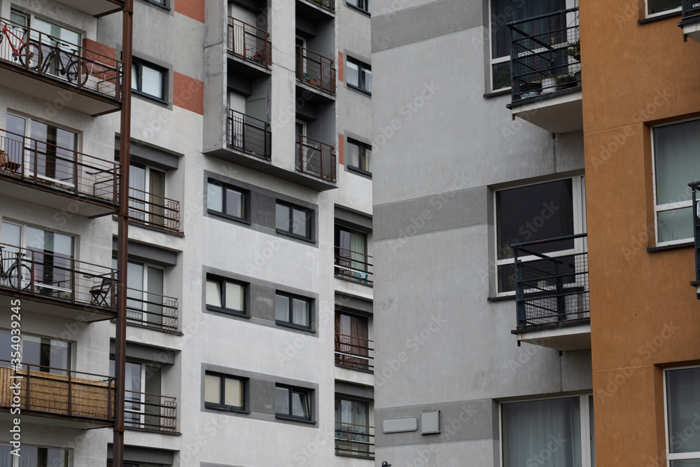 Fragment of the facade of a residential city building. Fragment of the facade of a residential city building.