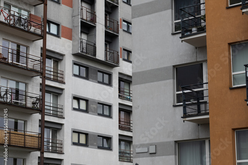 Fragment of the facade of a residential city building.