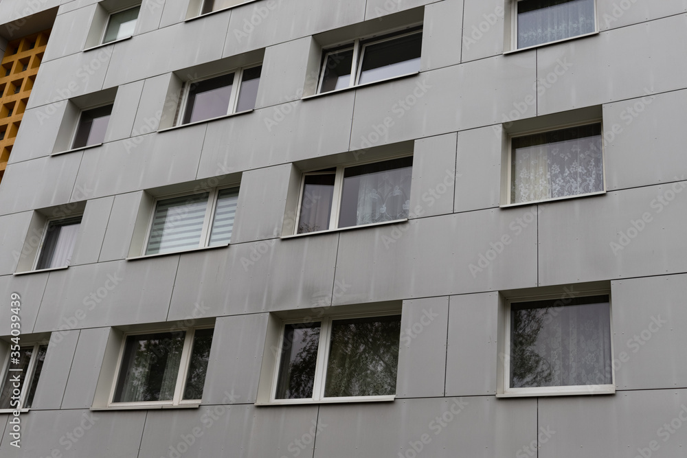 Fragment of the facade of a residential city building.