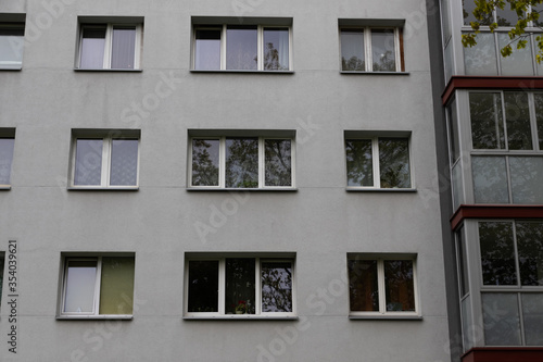 Fragment of the facade of a residential city building. © Vladimir