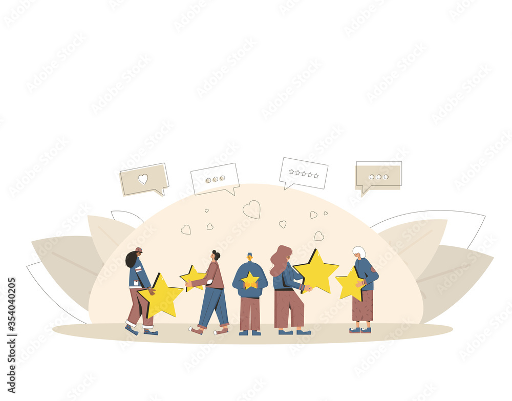 Feedback concept. People with stars in their hands Feedback concept. People with stars in their hands