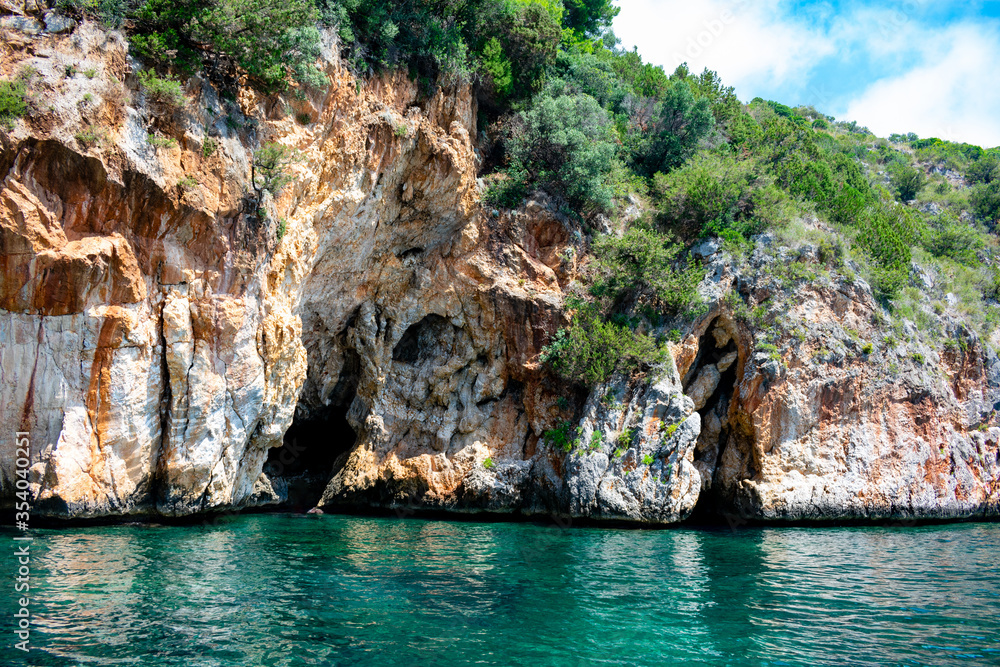 Italy, Campania, Marine Protected Area - Infreschi and Masseta coast - 11 August 2019 - The fantastic rocks overlooking the Cilento sea