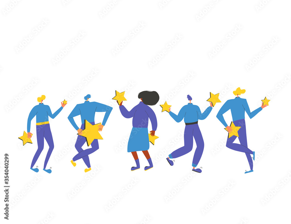 Feedback concept. People with stars in their hands Feedback concept. People with stars in their hands