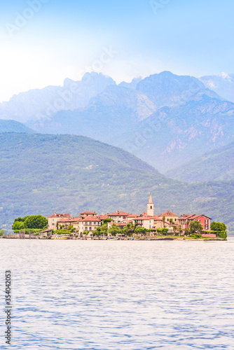 Wallpaper Mural Isola dei Pescatori - fisherman island in Maggiore lake with mountains in the background, Borromean Islands (Isole Borromee), Stresa, Piedmont, Northern Italy - travel destination in Europe. Torontodigital.ca