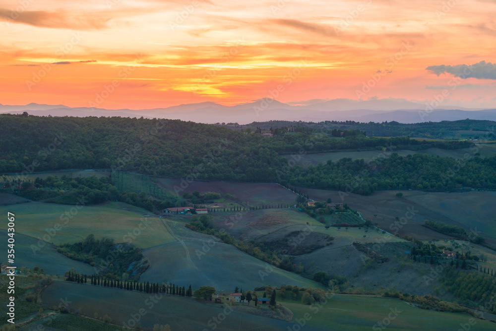 September sunset in the vicinity of Montepulciano, Italy
