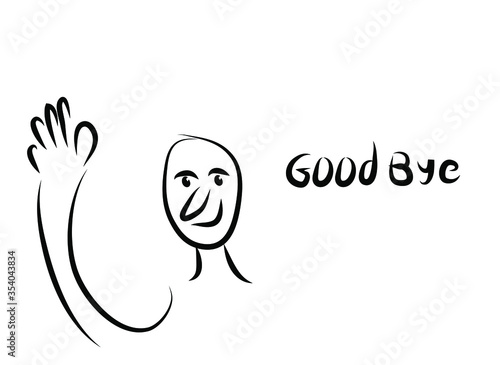 Cartoon Character saying Good bye - vector art