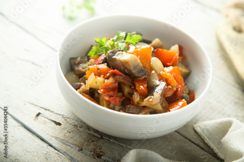Homemade vegetable stew with herbs
