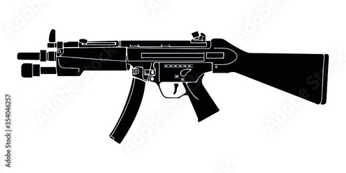 MP5- German Submachine Gun. Vector illustration