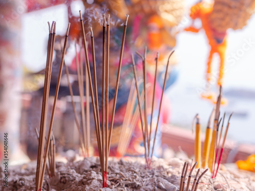 Joss sticks at Chinese Buddhist temple in Thailand