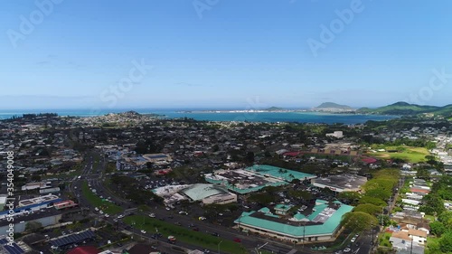 Aerial view footage of Kaneohe, Hawaii, United States.