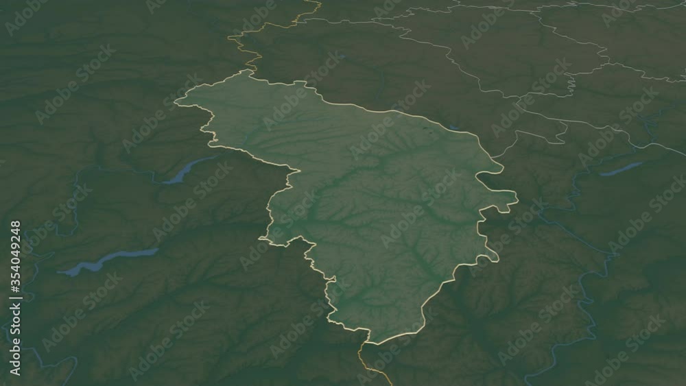 Belgorod, region with its capital, zoomed and extruded on the relief map of Russia in the conformal Stereographic projection. Animation 3D Belgorod, region with its capital, zoomed and extruded on the relief map of Russia in the conformal Stereographic projection. Animation 3D