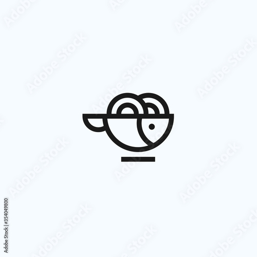 fish noodle logo. Poke logo