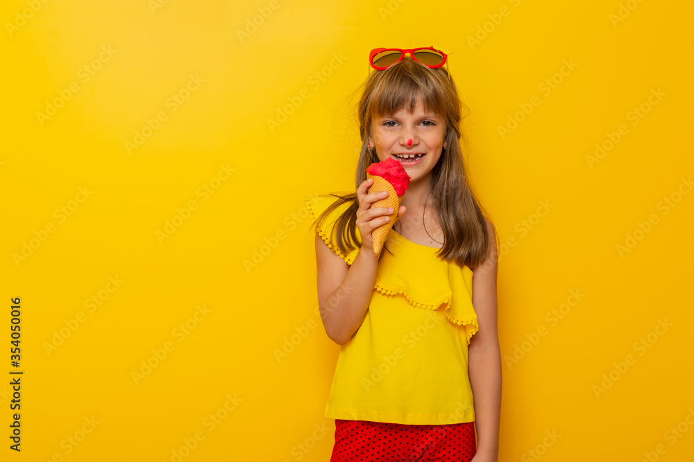 Little girl eating an ice cream Little girl eating an ice cream