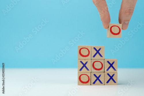 Wooden block tic tac toe board game