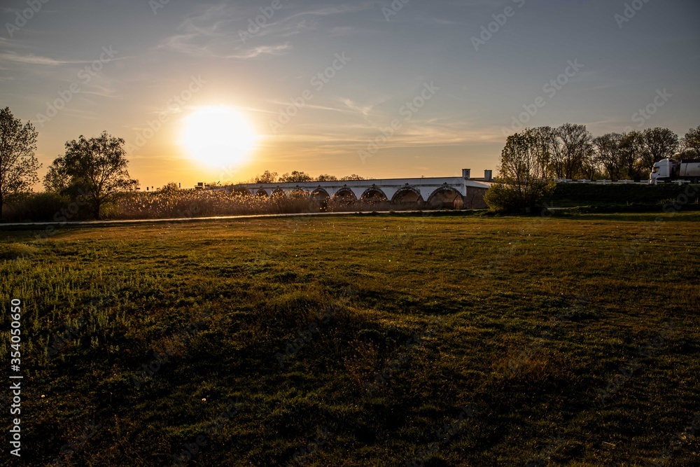 Fototapeta premium sunset over the field
