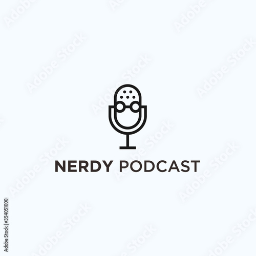 nerdy logo podcast. microphone logo