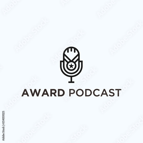Fototapeta Naklejka Na Ścianę i Meble -  podcast award logo. microphone logo