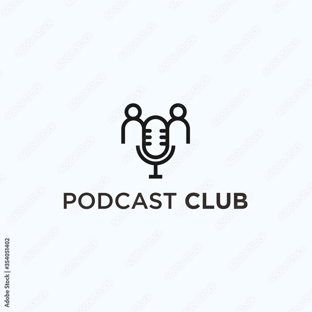 podcast club logo. microphone logo