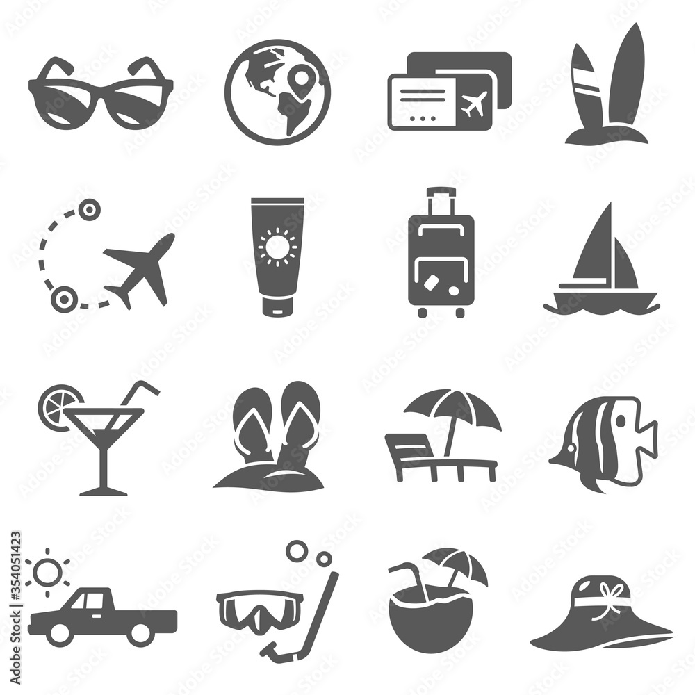 Summer travel icon, adventure and recreation tourism Summer travel icon, adventure and recreation tourism