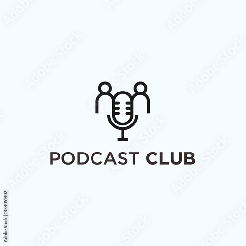 podcast club logo. microphone logo