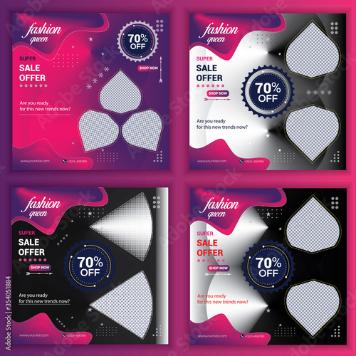 social media poster template Set for special offer/fashion sale social media post design template Bundle. Digital banner, Poster, digital layout. Vector illustration with color background.