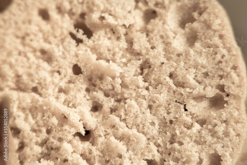 Close-up of cooked dough in soft focus
