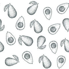 Acrylglasbilder Avocadomuster Stilisiertes Avocado Muster Modern Grün  © aksol