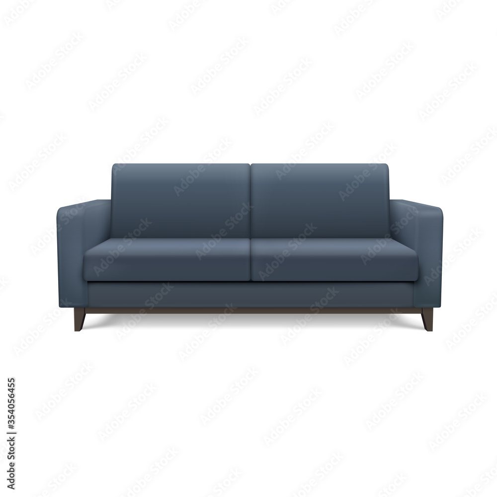 Gray realistic modern sofa. Furniture for the living room or lounge. Gray realistic modern sofa. Furniture for the living room or lounge.