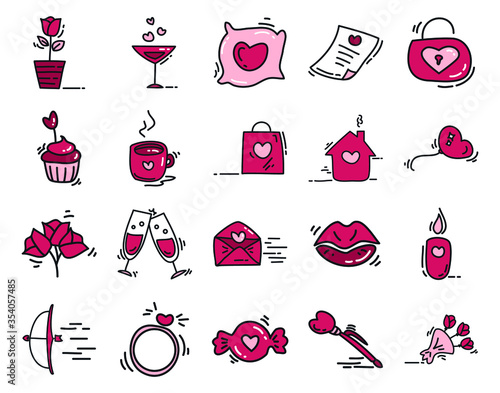 Valentine's Day Icon Illustration Set