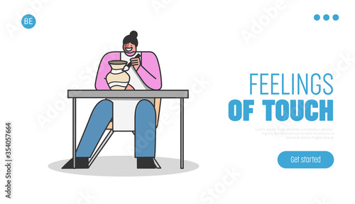 Pottery and ceramic studio landing page template. Study pottery art concept