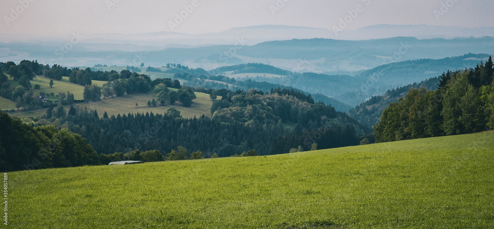 beautiful panoramic view of french forest mountains over hills beautiful panoramic view of french forest mountains over hills