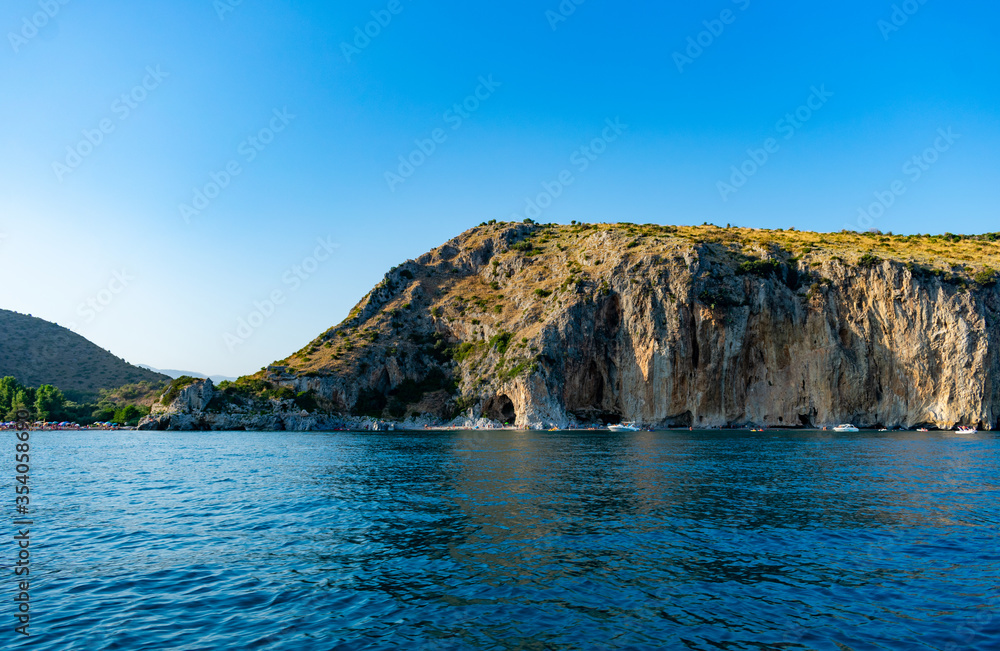 Italy, Campania, Capo Palinuro - 11 August 2019 - The beautiful cliff at sunset Italy, Campania, Capo Palinuro - 11 August 2019 - The beautiful cliff at sunset