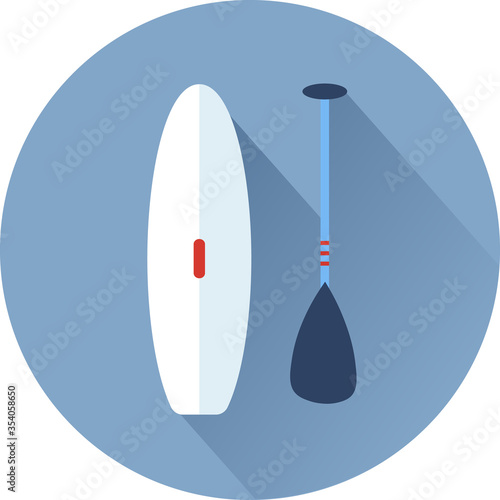 sport icons on sup board in flat style.