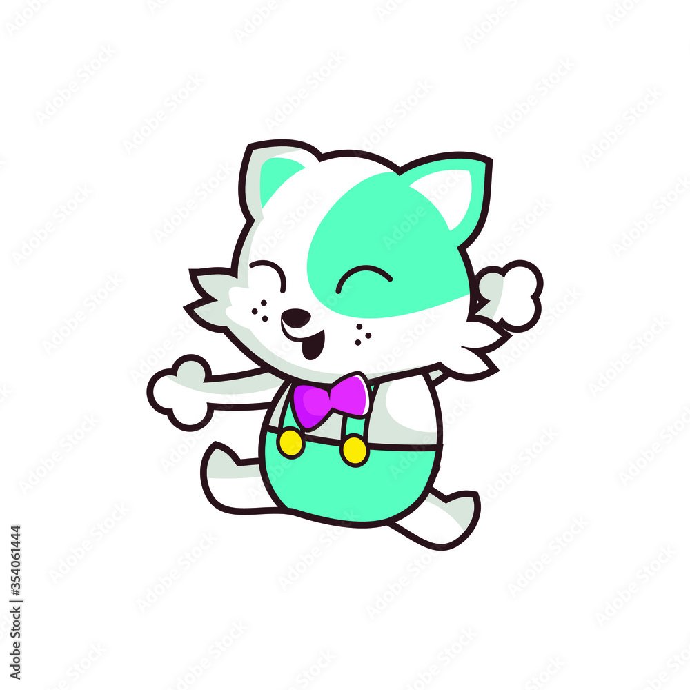 Cute character cartoon cat jumping