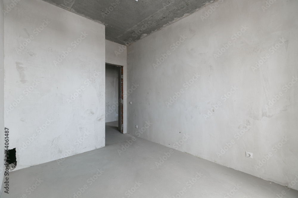 interior of the apartment without decoration in gray colors interior of the apartment without decoration in gray colors