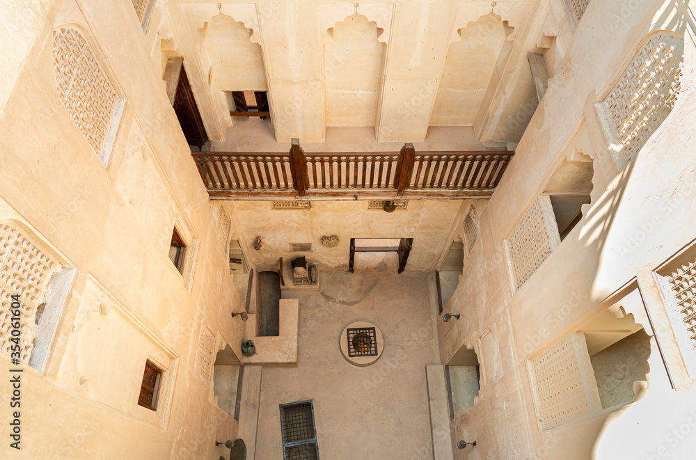 View from above inside the Jabreen Castle in Bahla, Sultanate of Oman