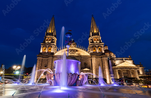 The Main Cathedral at sunset. Gudalajara is the capital and largest city of the Mexican state of Jalisco.  photo