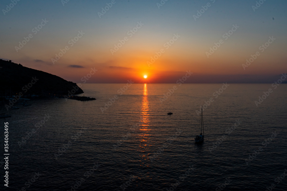 Italy, Campania, Palinuro - 11 August 2019 - The romantic sunset in Palinuro