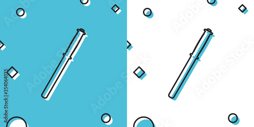 Black Police rubber baton icon isolated on blue and white background. Rubber truncheon. Police Bat. Police equipment. Random dynamic shapes. Vector Illustration
