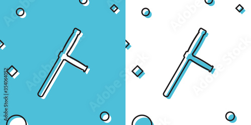 Black Police rubber baton icon isolated on blue and white background. Rubber truncheon. Police Bat. Police equipment. Random dynamic shapes. Vector Illustration