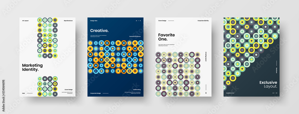 Company identity brochure template collection. Business presentation vector A4 vertical orientation front page mock up set. Corporate report cover abstract geometric illustration design layout bundle. Company identity brochure template collection. Business presentation vector A4 vertical orientation front page mock up set. Corporate report cover abstract geometric illustration design layout bundle.