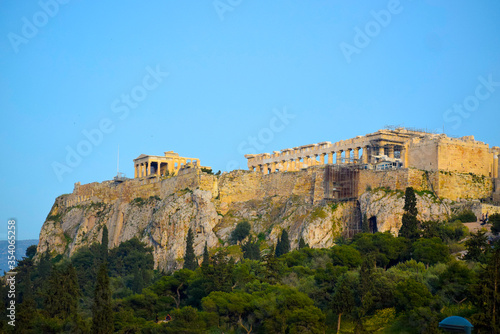 Iconic Greek structure Acropolis under repair. It is a world heritage site located in the capital city Athens. Structure attracts many tourists every year.