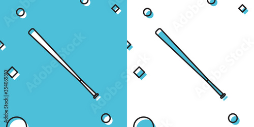 Black Baseball bat icon isolated on blue and white background. Random dynamic shapes. Vector Illustration