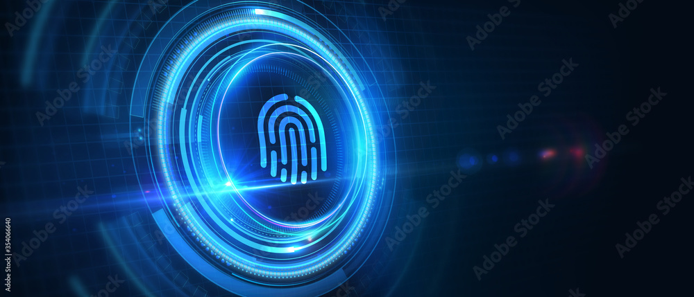 Fingerprint scan provides security. Business, technology, internet and networking concept. 3D illustration. Fingerprint scan provides security. Business, technology, internet and networking concept. 3D illustration.