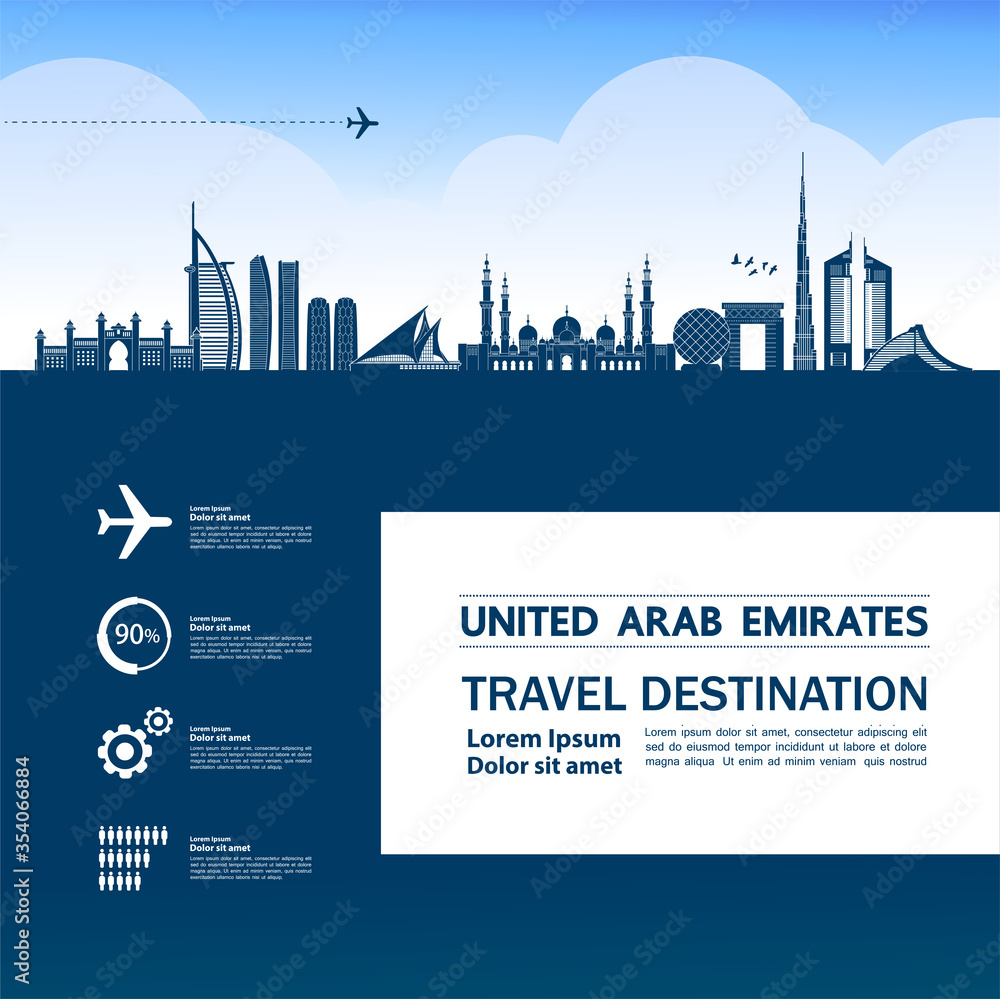 United Arab Emirates travel destination grand vector illustration. 