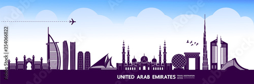 United Arab Emirates travel destination grand vector illustration. 