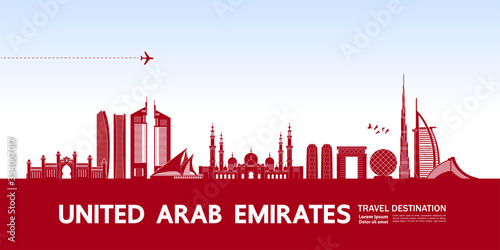 United Arab Emirates travel destination grand vector illustration. 