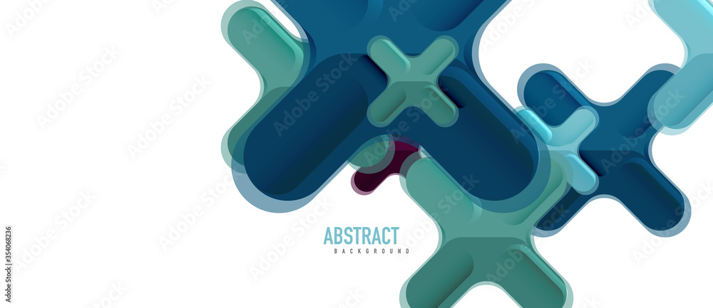 Plakat Glossy multicolored plastic style cross composition, x shape design, techno geometric modern abstract background. Trendy abstract layout template
