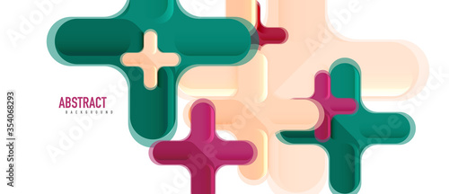 Glossy multicolored plastic style cross composition, x shape design, techno geometric modern abstract background. Trendy abstract layout template photo